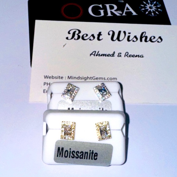 14k Gold Vermeil Moissanite diamond screw back earrings Unisex 100% pass Tester